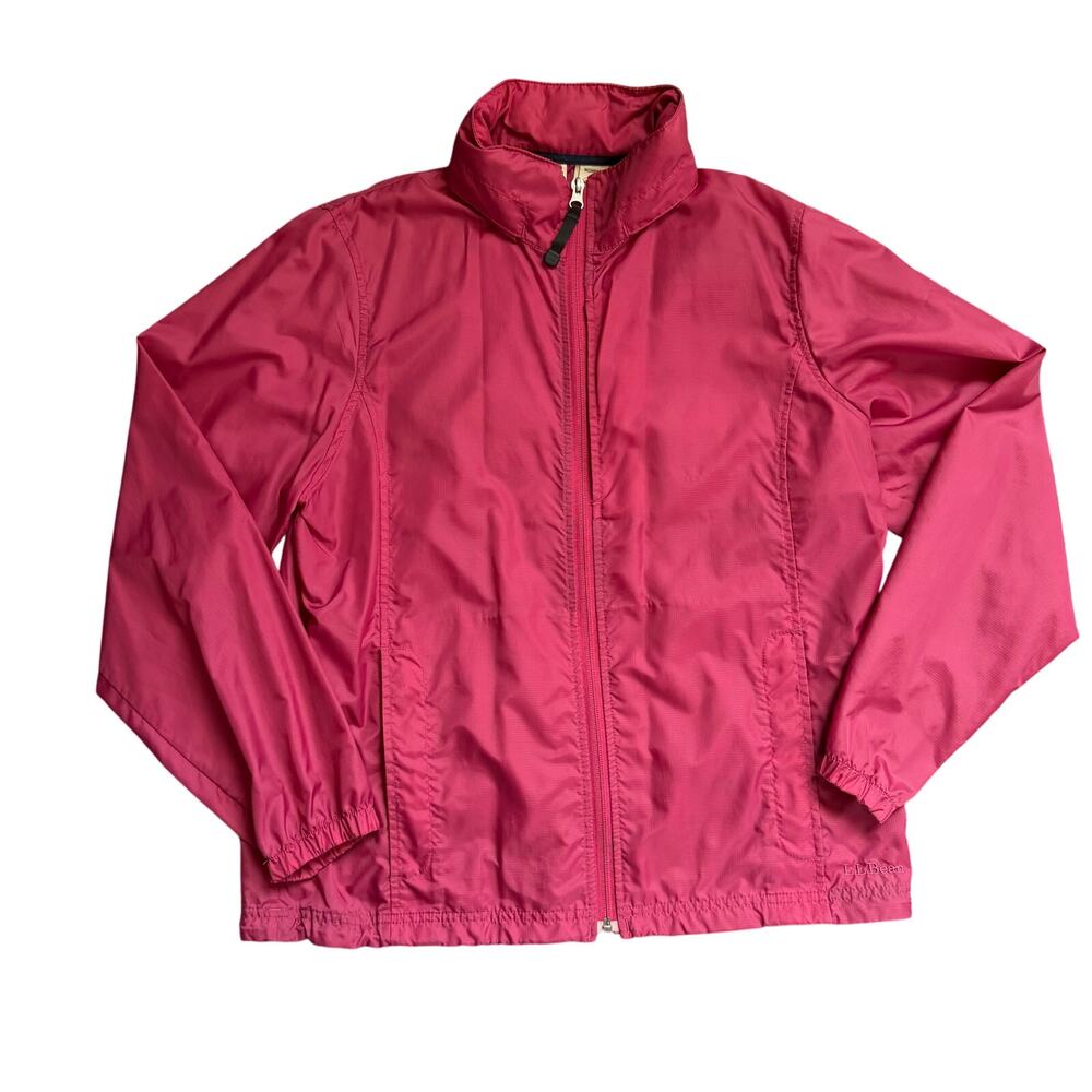 LL Bean Womens Pink Lightweight Full-Zip Jacket Windbreaker Size Medium